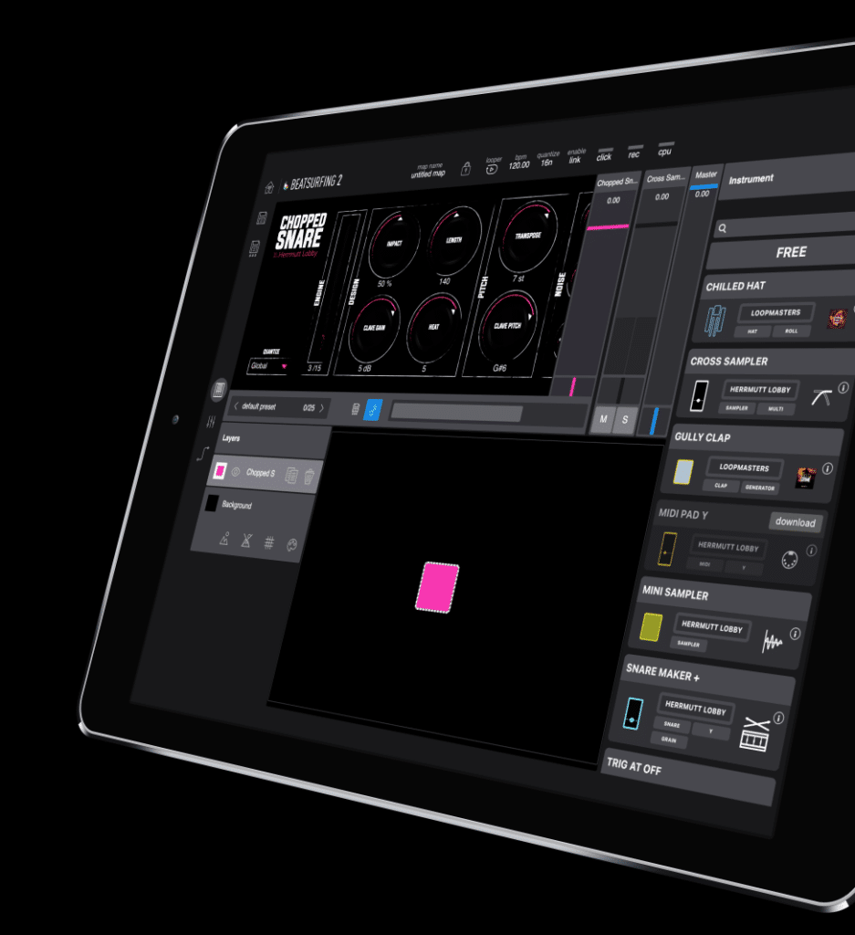 Chopped Snare instrument in BEATSURFING iPad app