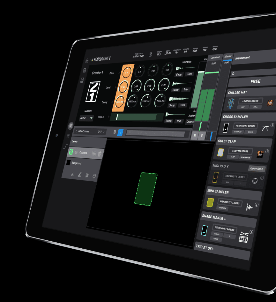 Counter4 instrument in BEATSURFING iPad app