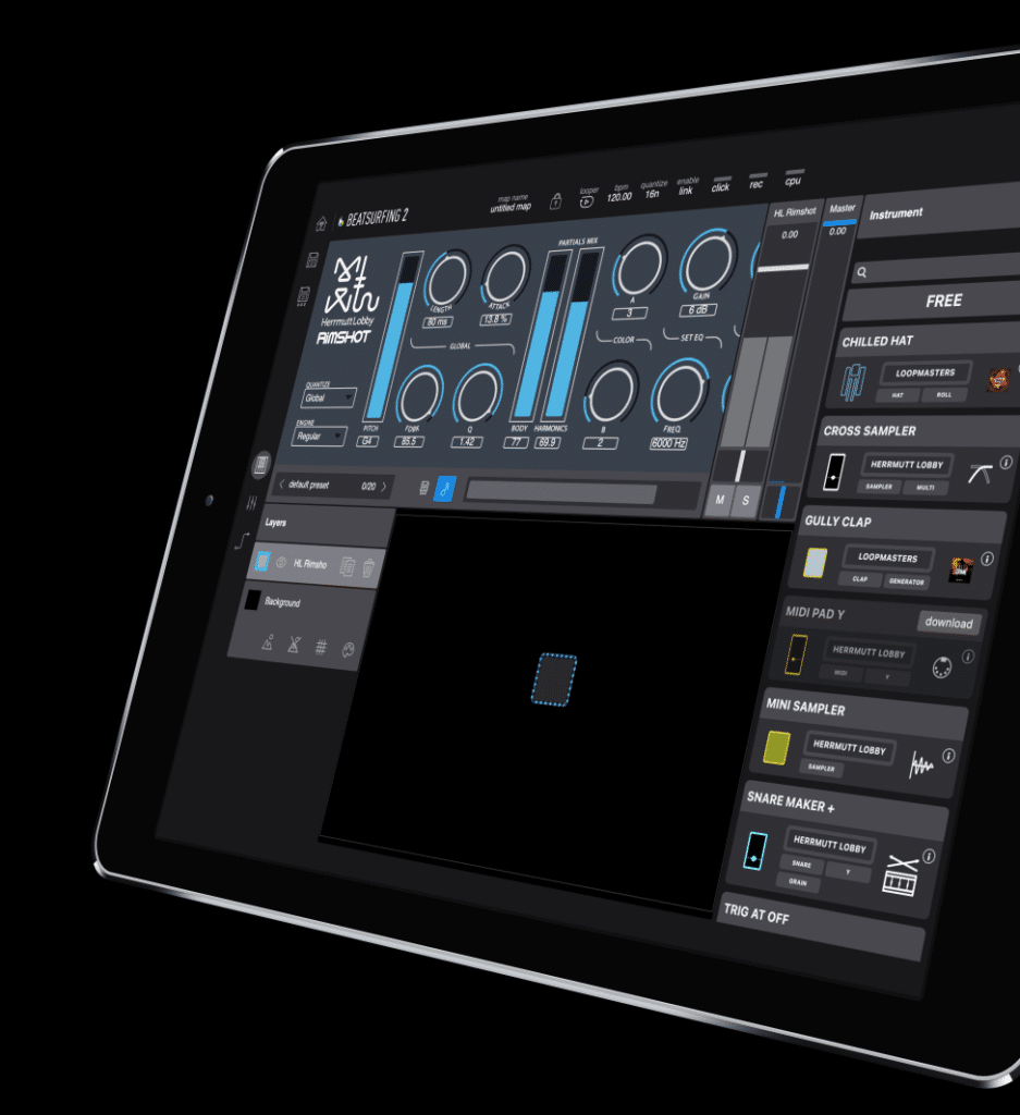 HL Rimshot instrument in BEATSURFING iPad app
