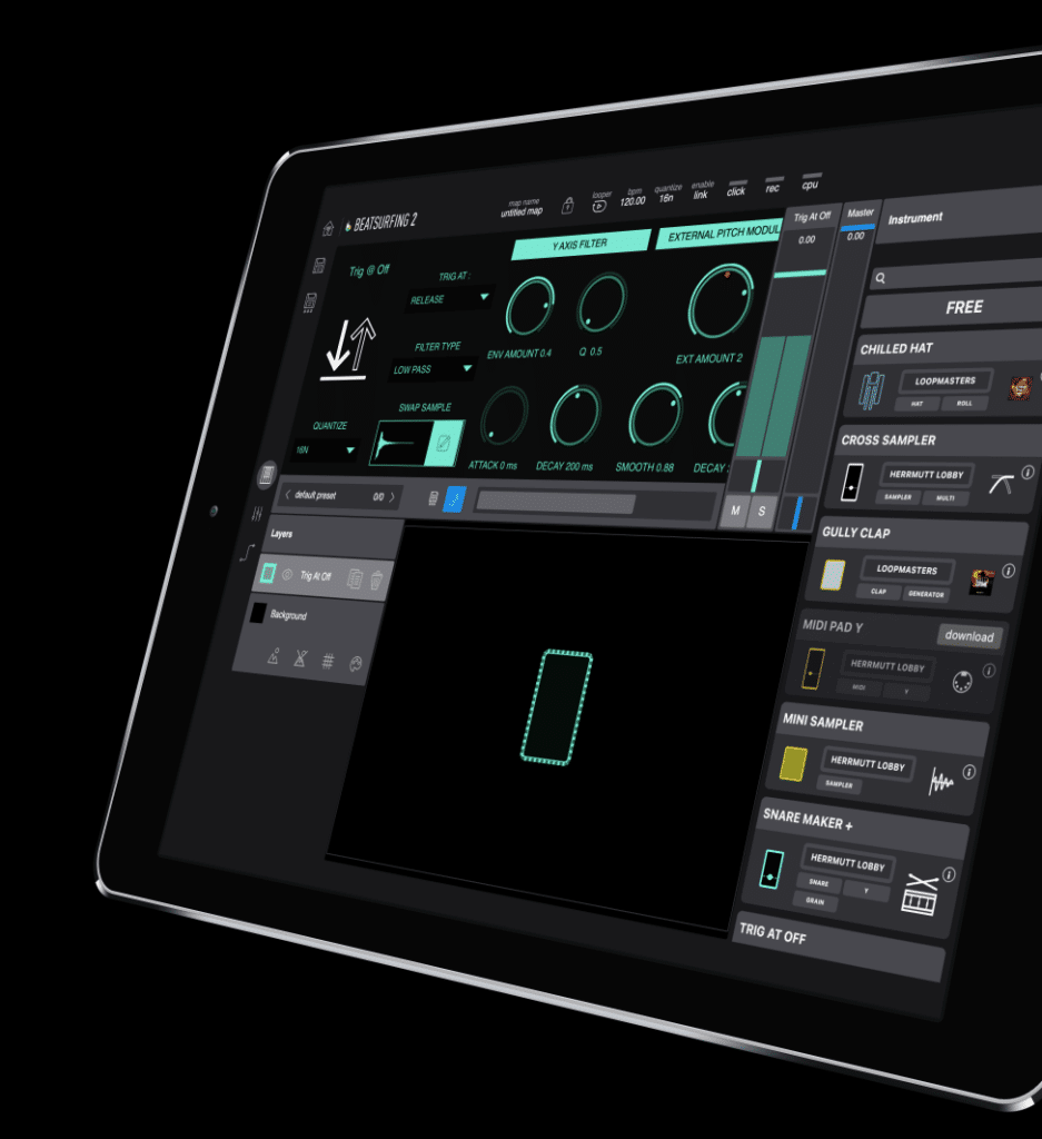 Trigatoff instrument in BEATSURFING iPad app