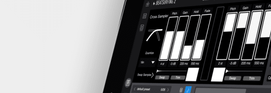 Cross Sampler instrument's icon in the BEATSURFING2 iPad App website catalog.