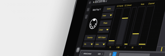 Midi Pad Y instrument's icon in the BEATSURFING2 iPad App website catalog.