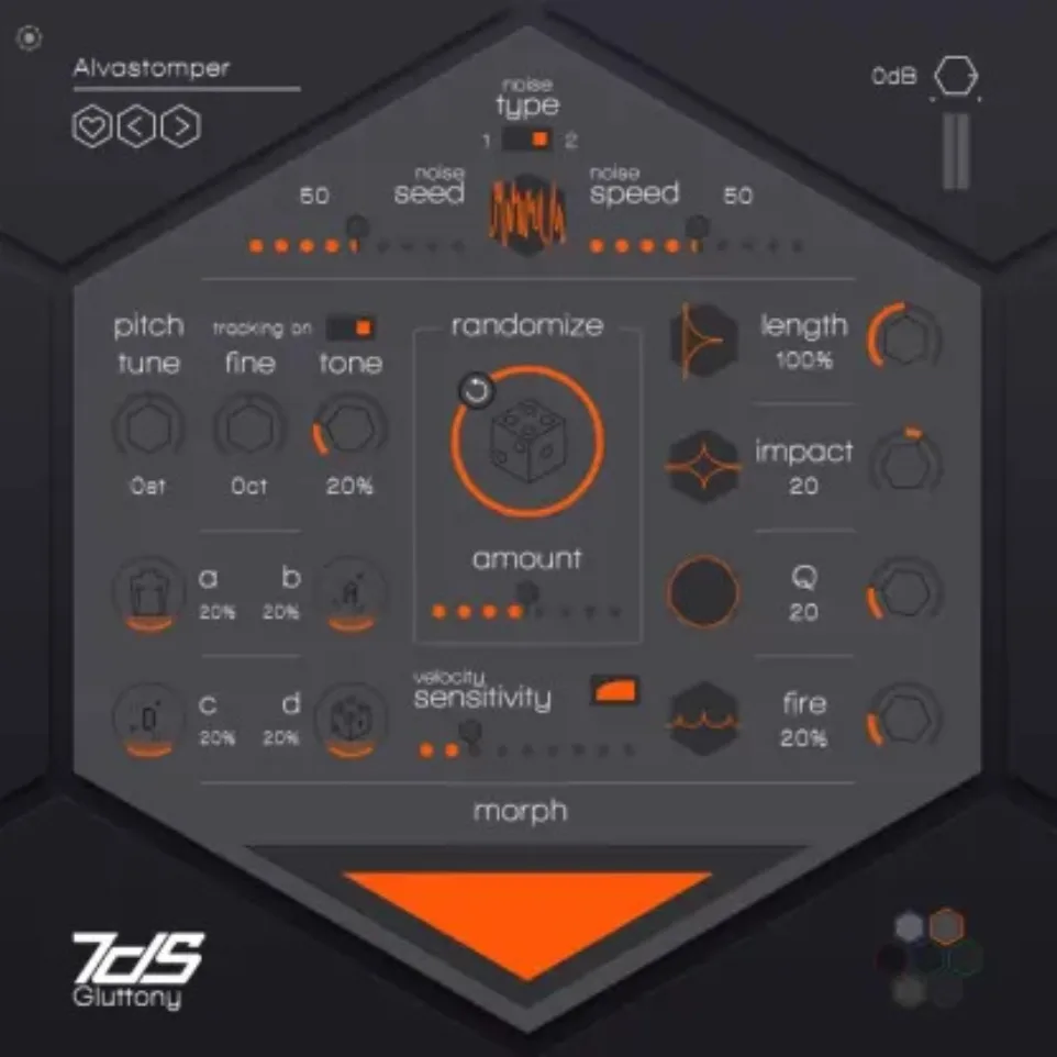 The Gluttony engine, in orange