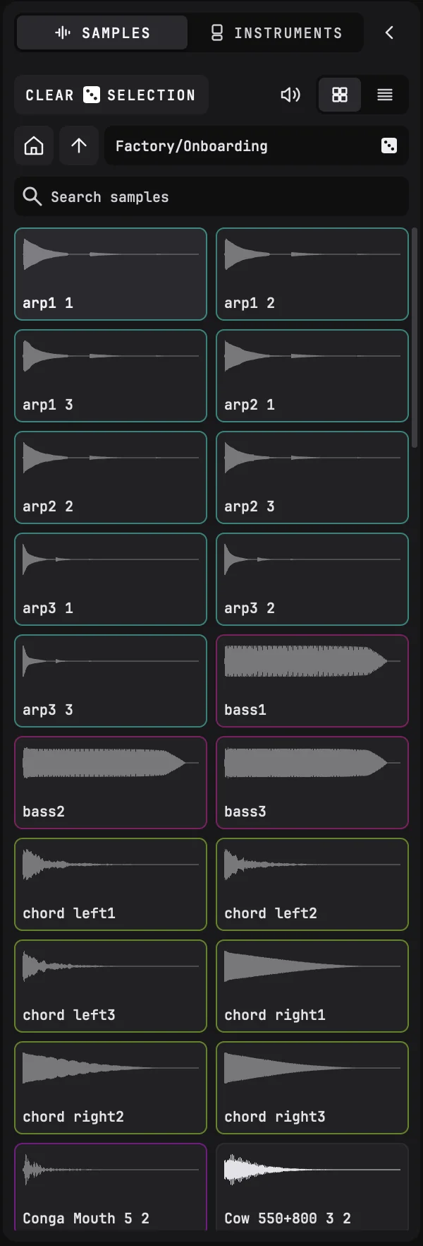 Samples browser