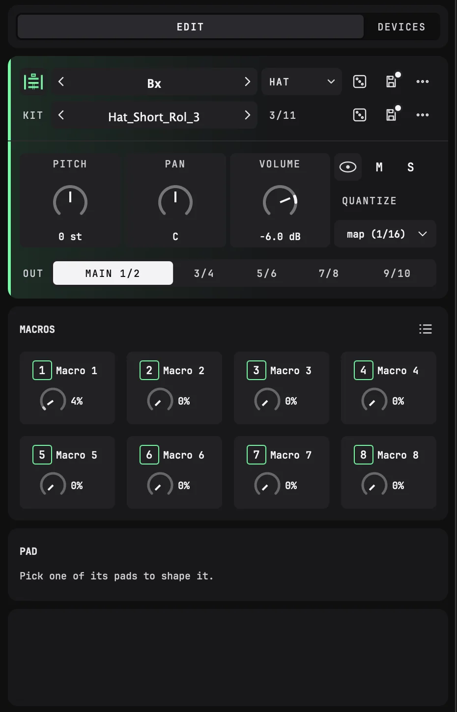 Edit panel
