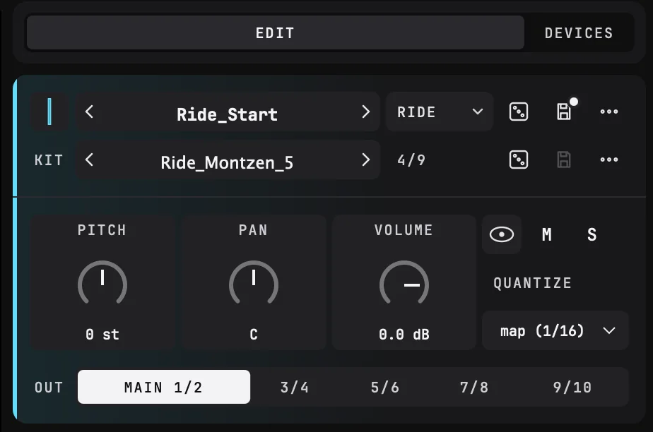 Instrument’s settings