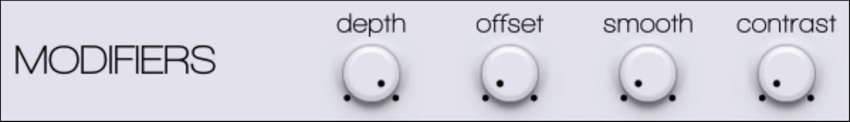 Modifiers section: depth, offset, smooth and contrast knobs