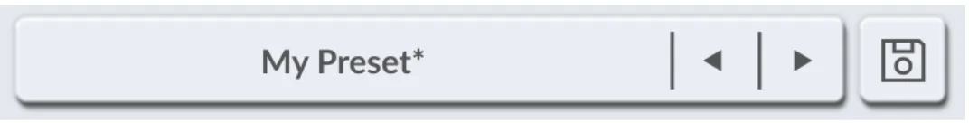 Preset bar showing “My Preset*” with the save button